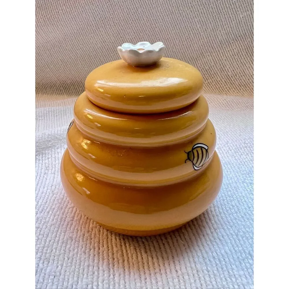 Vintage Honey Miel Beehive Jar Ceramic 3.5